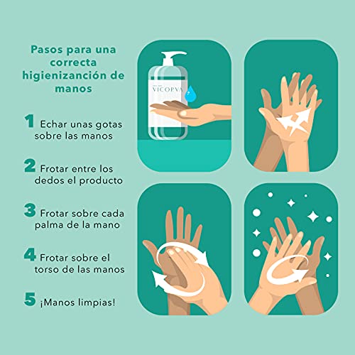 VICORVA GEL HIDROALCOHÓLICO | Limpieza en profundidad de gérmenes y bacterias | Tacto seco tras Rápida absorción | Textura gel | Sin residuo | Tamaño Económico ahorro | 500ml