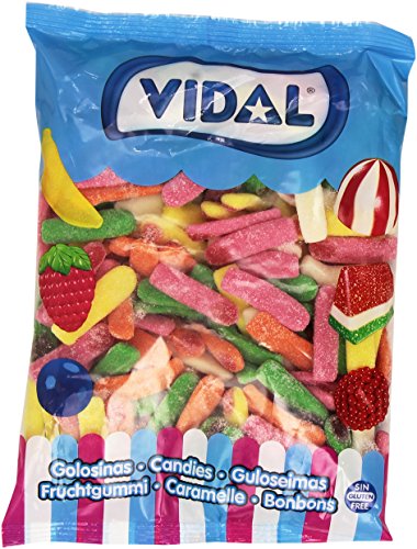 Vidal Golosinas. Dedos Pica surtidos. Caramelo de goma con sabor pica. Colores rosa, amarillo, naranja y verde. Bolsa 1 kg