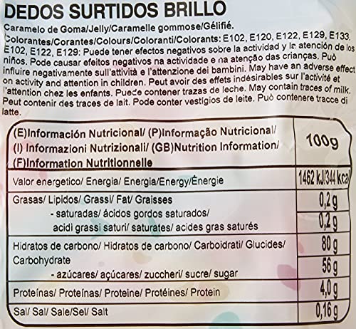 Vidal Golosinas, Dedos Surtidos, Caramelo de Goma con Un Inconfundible Sabor. Colores Atractivos, Rosa/Amarillo/Naranja/Verde, Mezcla de Frutas, 1.5 Kg