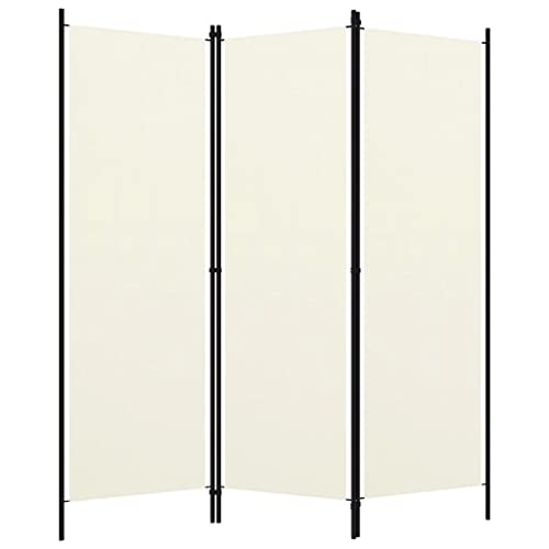 vidaXL Biombo Divisor de 3 Paneles de Pie Plegable Separador Habitación Dormitorio Estancia Decoración Partición Privacidad Blanco Crema 150x180 cm