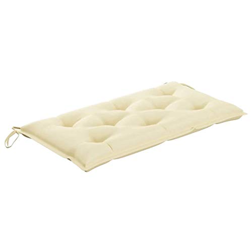 vidaXL Cojín para Banco de Jardín Asiento Silla Muebles Patio Balcón Terraza Exterior Suave Cómodo Decoración Tela Blanco Crema 120x50x7 cm