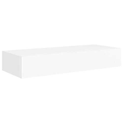 vidaXL Estante con Cajón de Pared Repisa Flotante Balda Estantería Armario Salón Exhibición Colgante Decoración Blanco MDF 60x23,5x10 cm