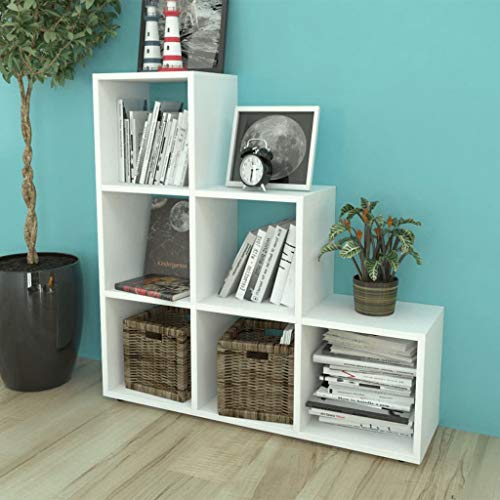 vidaXL Estantería para Libros en Forma de Escalera con Dimensiones 107 cm Color Blanca