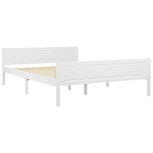 vidaXL Estructura de Cama de Madera Maciza de Pino Blanca 120x200 cm