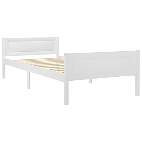 vidaXL Estructura de Cama de Madera Maciza de Pino Blanca 90x200 cm