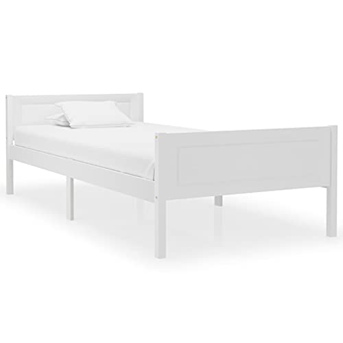 vidaXL Estructura de Cama de Madera Maciza de Pino Blanca 90x200 cm