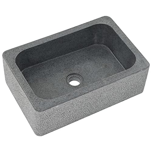 vidaXL Lavabo de Piedra de Río Negro 45x30x15 cm Sanitario Baño Servicio Hogar Piedra Natural