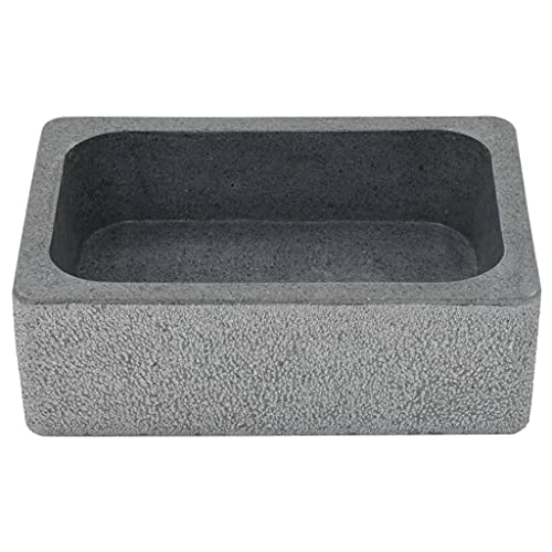 vidaXL Lavabo de Piedra de Río Negro 45x30x15 cm Sanitario Baño Servicio Hogar Piedra Natural