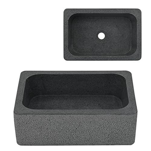 vidaXL Lavabo de Piedra de Río Negro 45x30x15 cm Sanitario Baño Servicio Hogar Piedra Natural