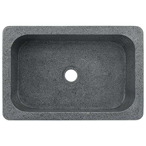 vidaXL Lavabo de Piedra de Río Negro 45x30x15 cm Sanitario Baño Servicio Hogar Piedra Natural