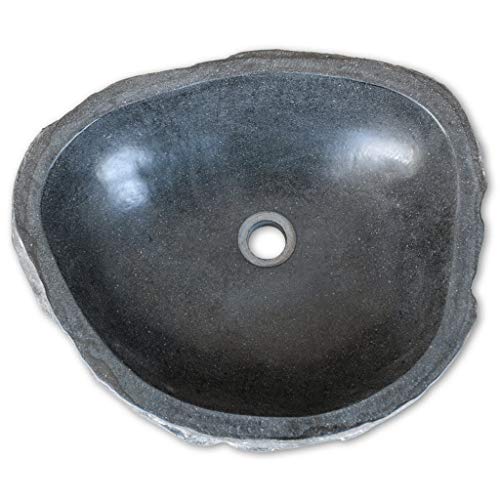 vidaXL Lavabo Ovalado Lavamanos de Baño de Aseo Uso Diario Adorno para el Baño o la Cocina Superficie Interna Pulida Suave de Piedra Natural