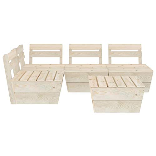 vidaXL Madera de Abeto Impregnada Muebles de Palés para Jardín 5 Piezas Mobiliario Hogar Exterior Terraza Sofá Mesa Asiento Suave con Respaldo