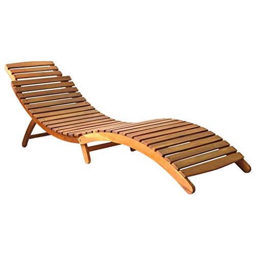 vidaXL Madera Maciza de Acacia Tumbona de Jardín Hamaca Tomar Sol Piscina Diván Patio Terraza Asientos de Exterior Marrón