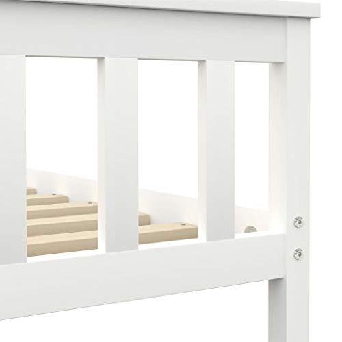 vidaXL Madera Maciza de Pino Estructura de Cama Matrimonio Doble Blanca 100x200 cm Somier Muebles de Dormitorio Habitación