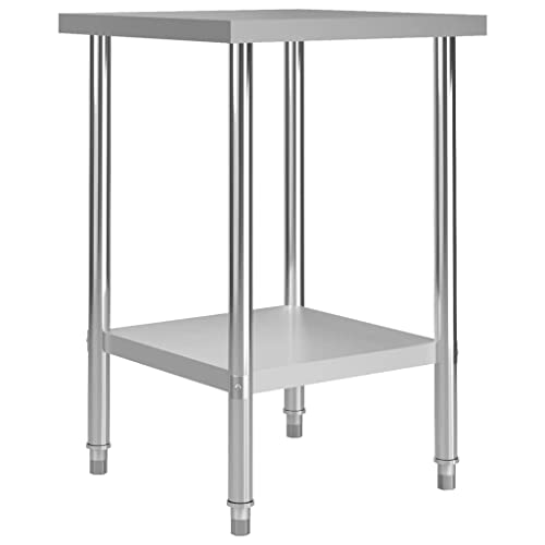 vidaXL Mesa de Trabajo para Cocina Estantes Almacenamiento Preparar y Almacenar Comida Garajes Bares Restaurantes Escuelas Acero Inoxidable 120x60x85 cm