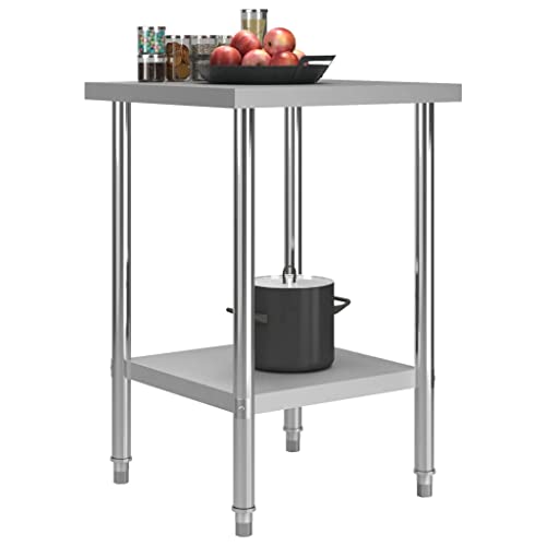 vidaXL Mesa de Trabajo para Cocina Estantes Almacenamiento Preparar y Almacenar Comida Garajes Bares Restaurantes Escuelas Acero Inoxidable 120x60x85 cm