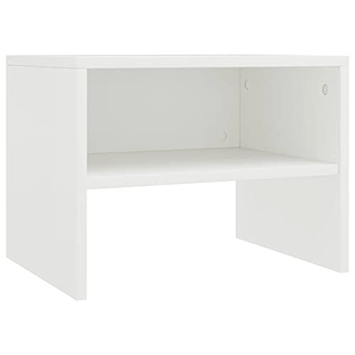 vidaXL Mesilla Noche Pequeña 1 Estante Mesita Habitación Mesa Lateral Cama Mueble Auxiliar Dormitorio Hueco Compartimento Cerrado Aglomerado Blanco