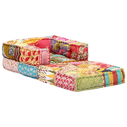 vidaXL Puf Modular Tapizado Tela Diseño Retales Sillón Convertible Chaise Longue Sofá Configuración Personalizable Estampado Patchwork