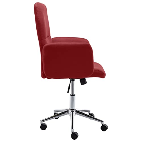 vidaXL Silla de Oficina Sillón Asiento Butaca Ejecutiva Giratoria Escritorio Estudio Ordenador Computadora Confortable Ajustable de Tela Rojo Tinto