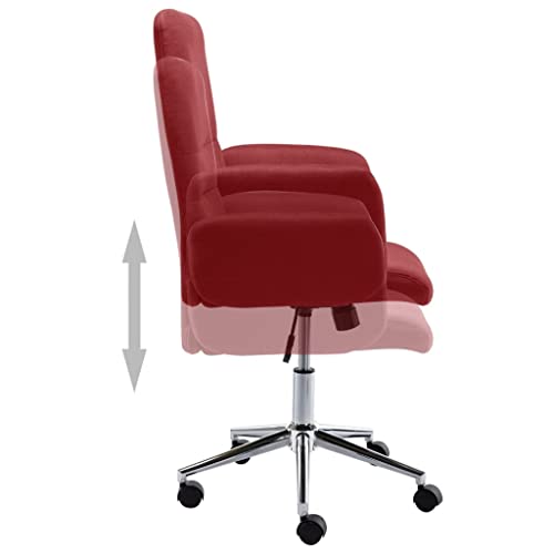 vidaXL Silla de Oficina Sillón Asiento Butaca Ejecutiva Giratoria Escritorio Estudio Ordenador Computadora Confortable Ajustable de Tela Rojo Tinto