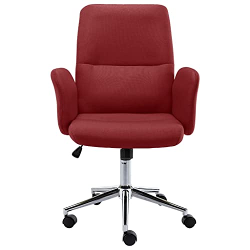 vidaXL Silla de Oficina Sillón Asiento Butaca Ejecutiva Giratoria Escritorio Estudio Ordenador Computadora Confortable Ajustable de Tela Rojo Tinto