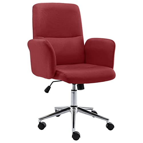 vidaXL Silla de Oficina Sillón Asiento Butaca Ejecutiva Giratoria Escritorio Estudio Ordenador Computadora Confortable Ajustable de Tela Rojo Tinto