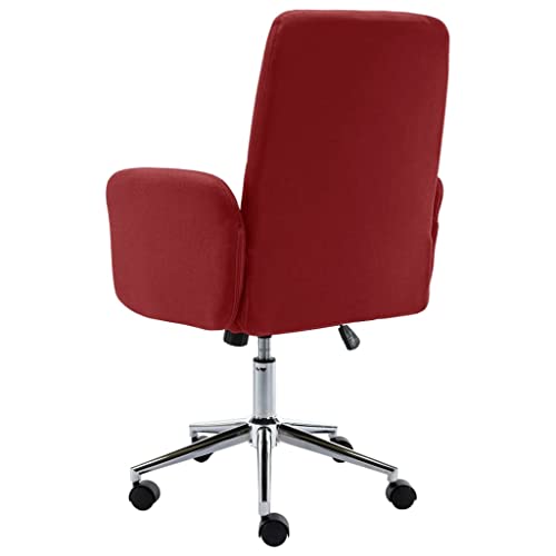 vidaXL Silla de Oficina Sillón Asiento Butaca Ejecutiva Giratoria Escritorio Estudio Ordenador Computadora Confortable Ajustable de Tela Rojo Tinto