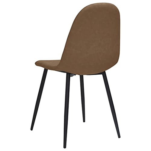 vidaXL Sillas de Comedor 4 Unidades Cuero sintético marrón Oscuro