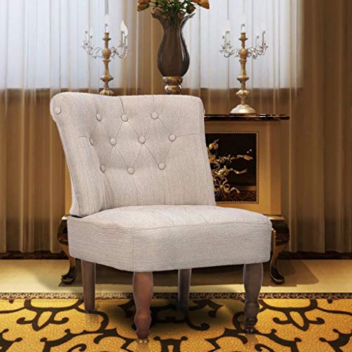 vidaXL Sillón de Estilo Francés Chesterfield Elegante de Tela y Color Crema