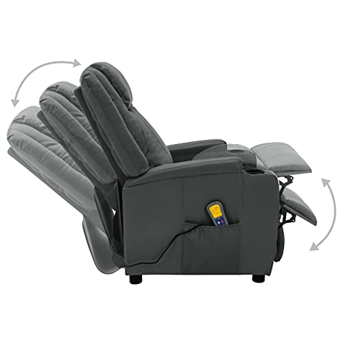 vidaXL Sillón de Masaje Reclinable Eléctrico Ajustable Reposapiés Silla Asiento Salón Oficina Mueble Elevable Ergonómico Cuero Sintética Antracita