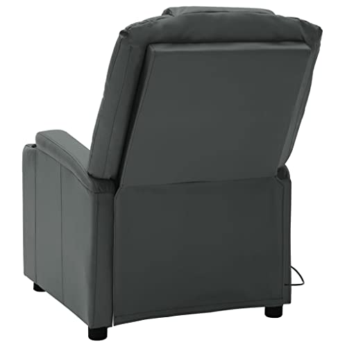 vidaXL Sillón de Masaje Reclinable Eléctrico Ajustable Reposapiés Silla Asiento Salón Oficina Mueble Elevable Ergonómico Cuero Sintética Antracita