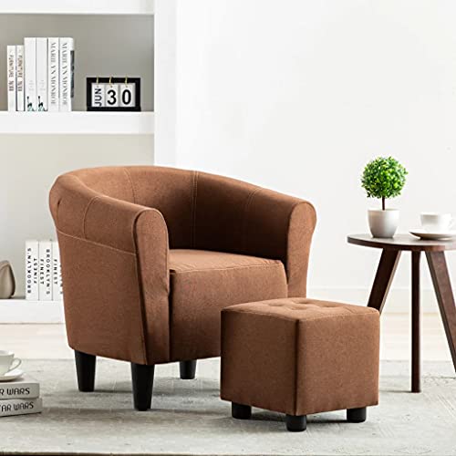 vidaXL Sillón de Tela Mobiliario Decoración para Casa Hogar Diseño Elegante Ergonómico Moderno Robusto Duradero Estable Cómodo Útil Marrón 70x56x66cm