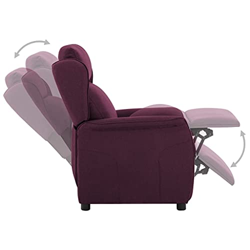 vidaXL Sillón Reclinable TV Reposapiés Respaldo Ajustable Silla Asiento Salón Oficina Relax Mueble Elevador Ergonómico Cómoda de Tela Morado