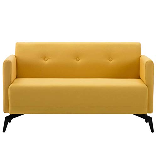 vidaXL Sofá 2 Plazas Tapizado Tela 115x60x67cm Amarillo Silla Asiento Sillón