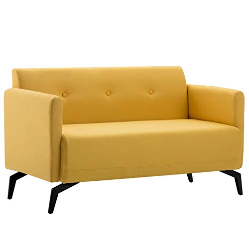 vidaXL Sofá 2 Plazas Tapizado Tela 115x60x67cm Amarillo Silla Asiento Sillón