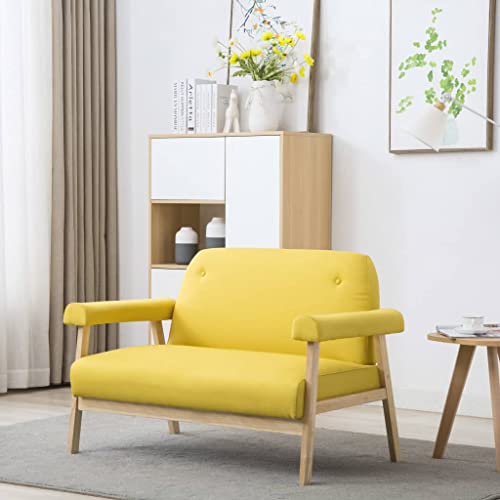 vidaXL Sofá de 2 Plazas Tela Amarillo Sillón Asiento Silla Mueble Mobiliario