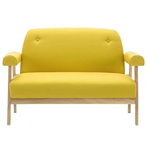 vidaXL Sofá de 2 Plazas Tela Amarillo Sillón Asiento Silla Mueble Mobiliario