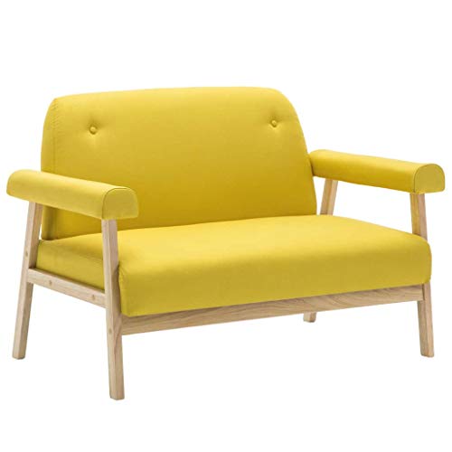 vidaXL Sofá de 2 Plazas Tela Amarillo Sillón Asiento Silla Mueble Mobiliario