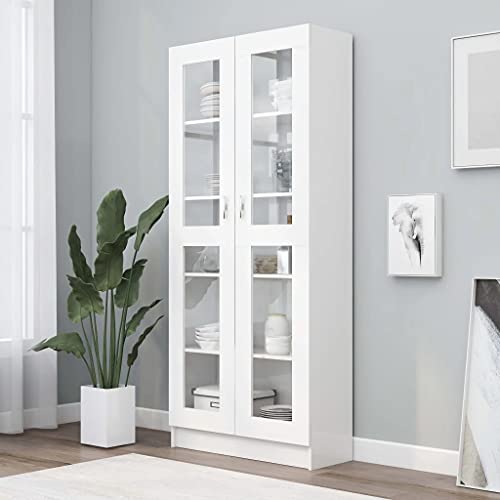 vidaXL Vitrina Armario de Libros Estantería Estante Soporte Almacenamiento Oficina Hogar Decoración de Aglomerado Blanco 82,5x30,5x185,5 cm