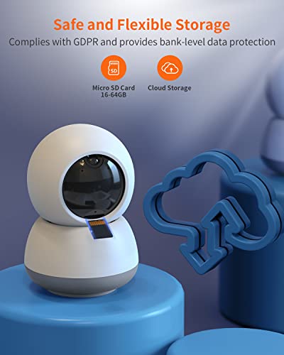 Vigilabebés con Cámara 1080P HD, Cámara Vigilancia Bebés con Audio Bidireccional, Seguimiento de Movimiento y Alarma Sonora, Tarjeta SD/ Cloud