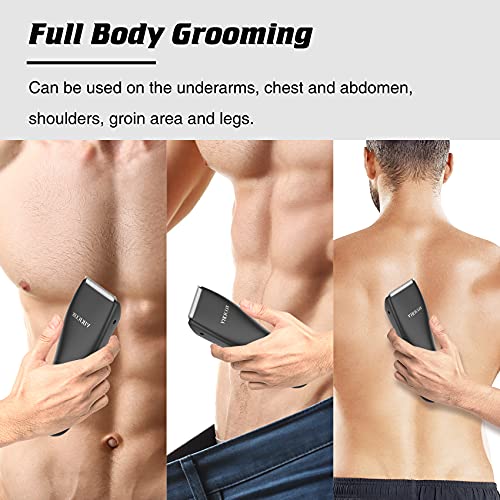 VIKICON Bodygroom - Maquinilla de afeitar eléctrica para hombre, recortadora íntima para la ingle y el vello púbico con base de carga USB, resistente al agua, afeitadora en seco y seco