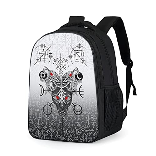 Viking Skoll & Hati Wolf - Mochilas para el trabajo, viajes, escuela, regalos para niñas y niños y adolescentes, gris brillante., talla única,