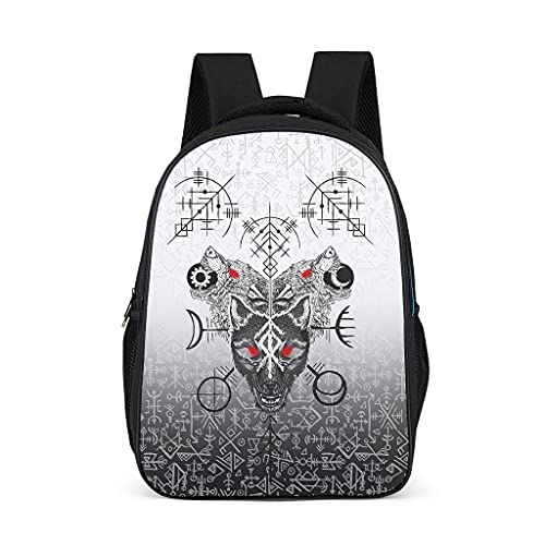 Viking Skoll & Hati Wolf - Mochilas para el trabajo, viajes, escuela, regalos para niñas y niños y adolescentes, gris brillante., talla única,