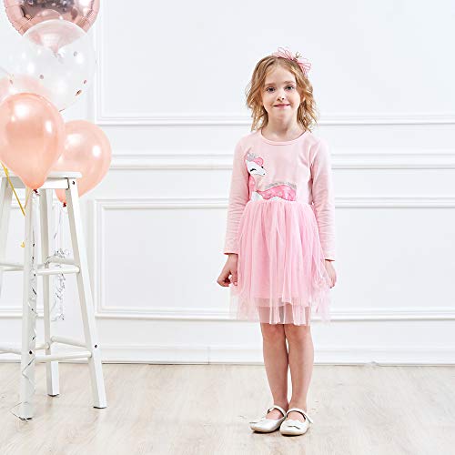 VIKITA Vestido Invierno Manga Larga Tul Algodón Bordado Unicornio para Niñas LH4579 8T