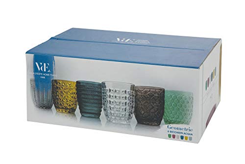 Villa d 'Este Home Tivoli Geometrie Juego 6 Vasos Agua, Multicolor, 6 Unidad