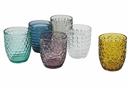 Villa d 'Este Home Tivoli Geometrie Juego 6 Vasos Agua, Multicolor, 6 Unidad