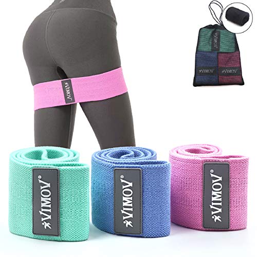 VIMOV Bandas de Resistencia de Tela Booty Bands, 3 Niveles Bandas Elasticas Musculacion, Bandas Antideslizantes para Piernas y Glúteos