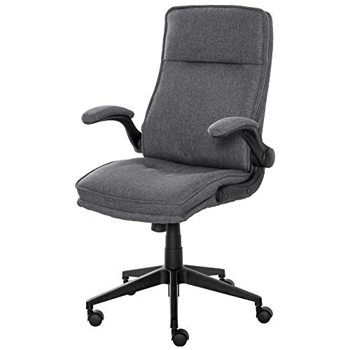 Vinsetto Silla de Oficina Ergonómica Giratorio 360° con Función Basculante Altura Ajustable y Reposabrazos Acolchado para Hogar y Oficina 67x70x108-118 cm Gris