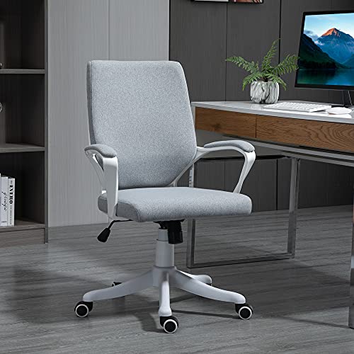 Vinsetto Silla de Oficina Giratoria Silla de Escritorio Ergonómica con Altura Ajustable Reposabrazos Acolchado y Soporte Lumbar Carga Máx. 120 kg 62x69x92-102 cm Gris