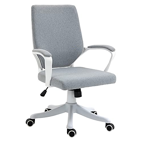 Vinsetto Silla de Oficina Giratoria Silla de Escritorio Ergonómica con Altura Ajustable Reposabrazos Acolchado y Soporte Lumbar Carga Máx. 120 kg 62x69x92-102 cm Gris